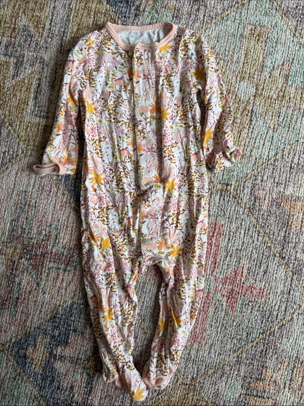 Magnetic Me Floral Footed One-Piece in Pink and Yellow